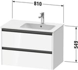 Duravit Ketho.2 Waschtischunterbau 810 mm Eiche Terra mit 2 Schubkästen und Soft-Close