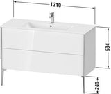 DURAVIT XViu Waschtischunterbau bodenstehend 1210 mm, 2 Auszüge, champagner matt/weiß matt