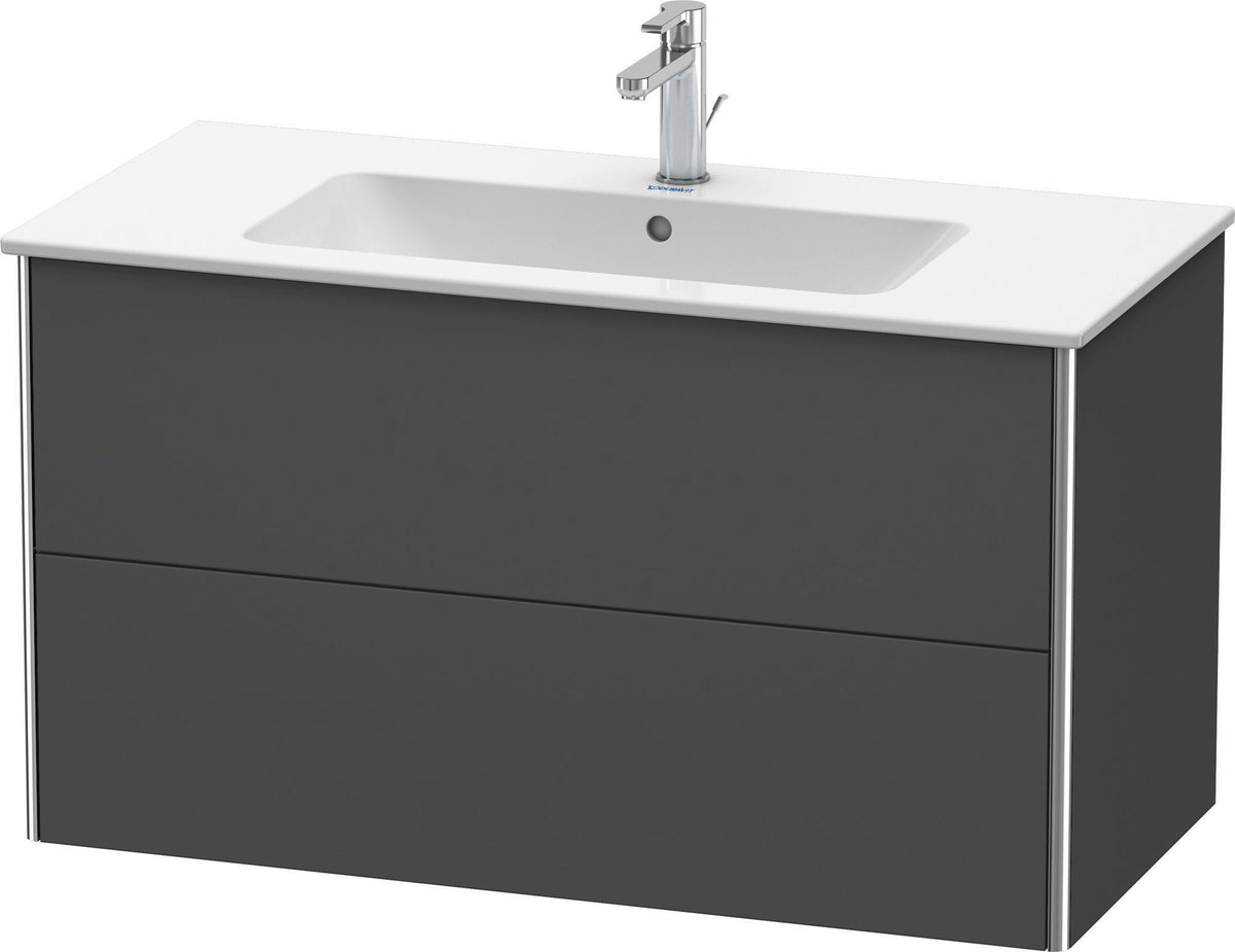 Duravit XSquare Waschtischunterbau 1010 mm, 2 Schubkästen, Graphit Matt – Wandhängend