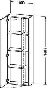 DURAVIT DuraStyle Hochschrank 240x500x1400mm, 1 Tür links, Eiche Terra/Weiß Matt