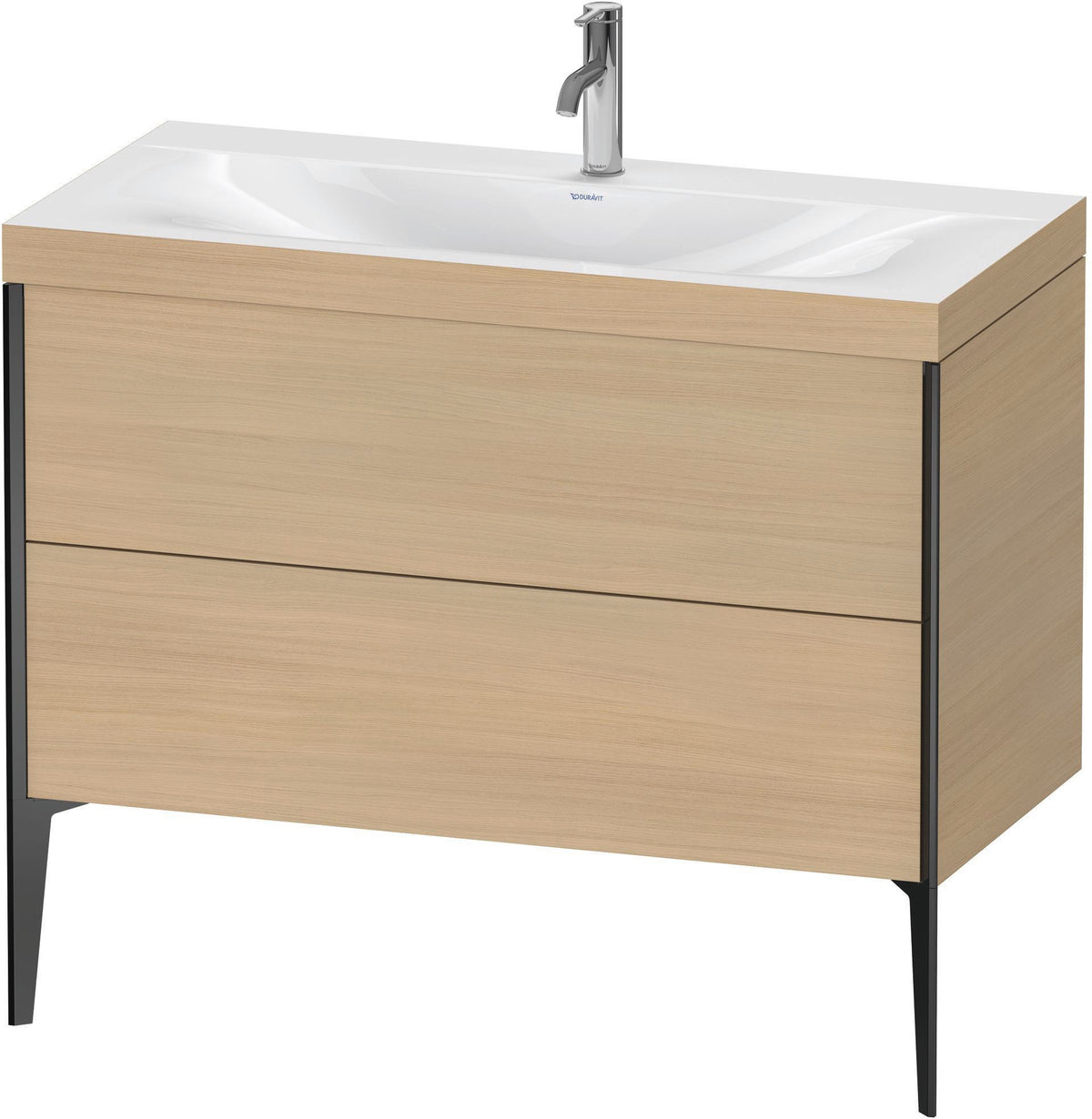 DURAVIT XViu c-bonded Waschtischunterbauset 1000 mm, 2 Auszüge, Eiche/schwarz matt, bodenstehend
