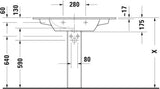 DURAVIT ME by Starck Möbelwaschtisch 1030 mm Weiß mit Überlauf und 2 Hahnlöchern