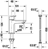 DURAVIT Wave Standventil Chrom – 1-löchig, Messing, Strahlregler, 90 mm Auslauf