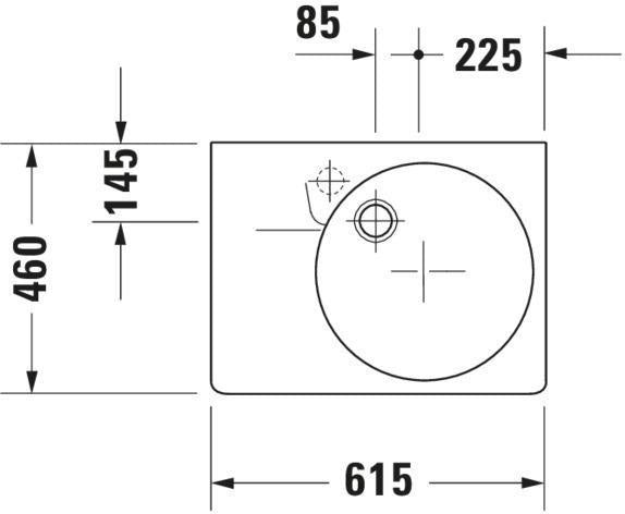 DURAVIT Design Classics Wandwaschtisch 615 mm, Becken links, mit Überlauf, weiß