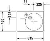 DURAVIT Design Classics Wandwaschtisch 615 mm, Becken links, mit Überlauf, weiß