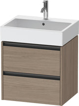 Duravit Ketho.2 Waschtischunterbau wandhängend 584 mm Eiche Terra mit 2 Schubkästen