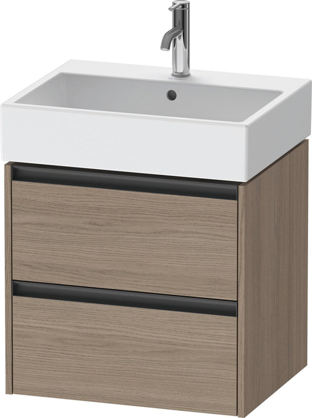 Duravit Ketho.2 Waschtischunterbau wandhängend 584 mm Eiche Terra mit 2 Schubkästen