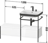 Duravit Waschtischset Happy D.2 Plus 1200x490mm ein Hahnloch taupe supermatt mit Metallkonsole