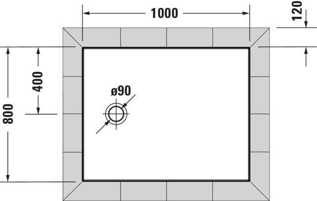 DURAVIT Tempano Duschwanne 900x750x40 mm Weiß mit Antislip – rechteckig, flacher Einbau