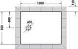 DURAVIT Tempano Duschwanne 900x750x40 mm Weiß mit Antislip – rechteckig, flacher Einbau