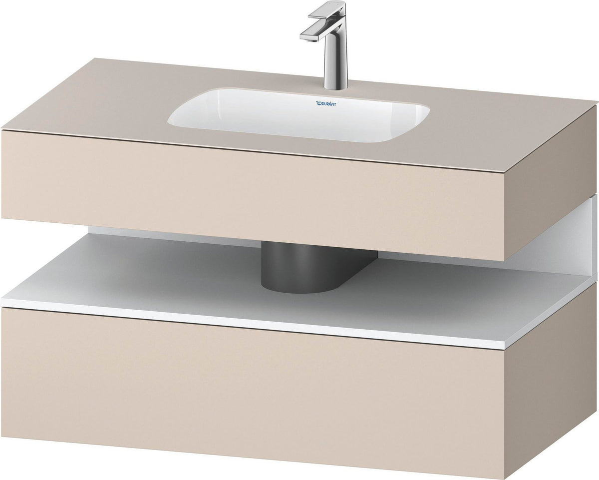 DURAVIT Qatego Einbauwaschtisch mit Konsolenwaschtischunterbau 1000 mm, 1 Auszug, antibakteriell