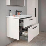 DURAVIT D-Code Halbhochschrank 400 mm, rechts, Basalt Matt, 1 Tür, Glasböden