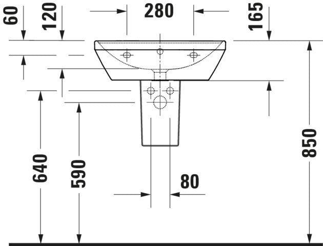 Duravit D-Neo Waschtisch 550 mm weiß mit Überlauf und WonderGliss