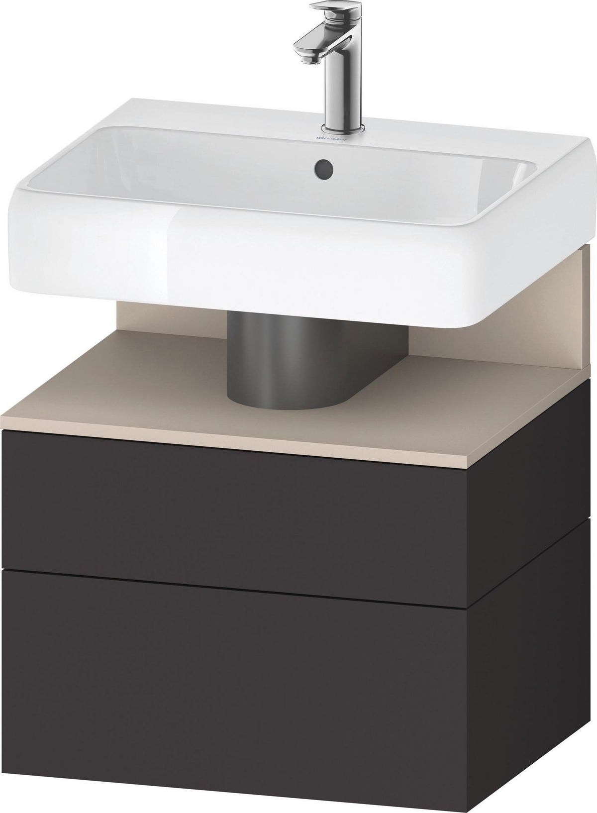 DURAVIT Qatego Waschtischunterbau 590 mm wandhängend, 1 Auszug, weiß Hochglanz, Nische Eiche Schwarz