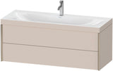 Duravit XViu c-bonded Waschtischunterbauset 1200 mm, 2 Schubkästen, champagner matt/leinen