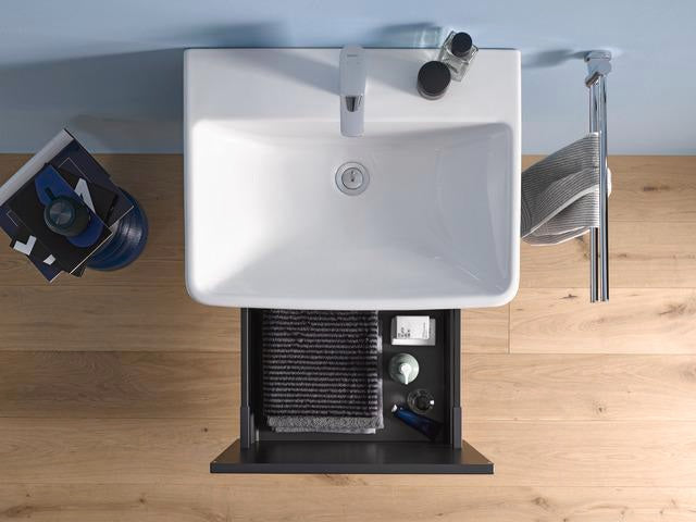 Duravit No.1 Waschtischunterbau wandhängend 490 mm, 1 Auszug, Weiß Matt – mit Soft-Close