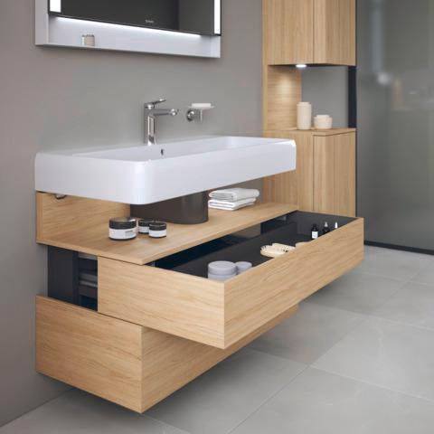 DURAVIT Qatego Hochschrank 400 mm, 2 Türen, weiß Hochglanz, Eiche Schw. Matt