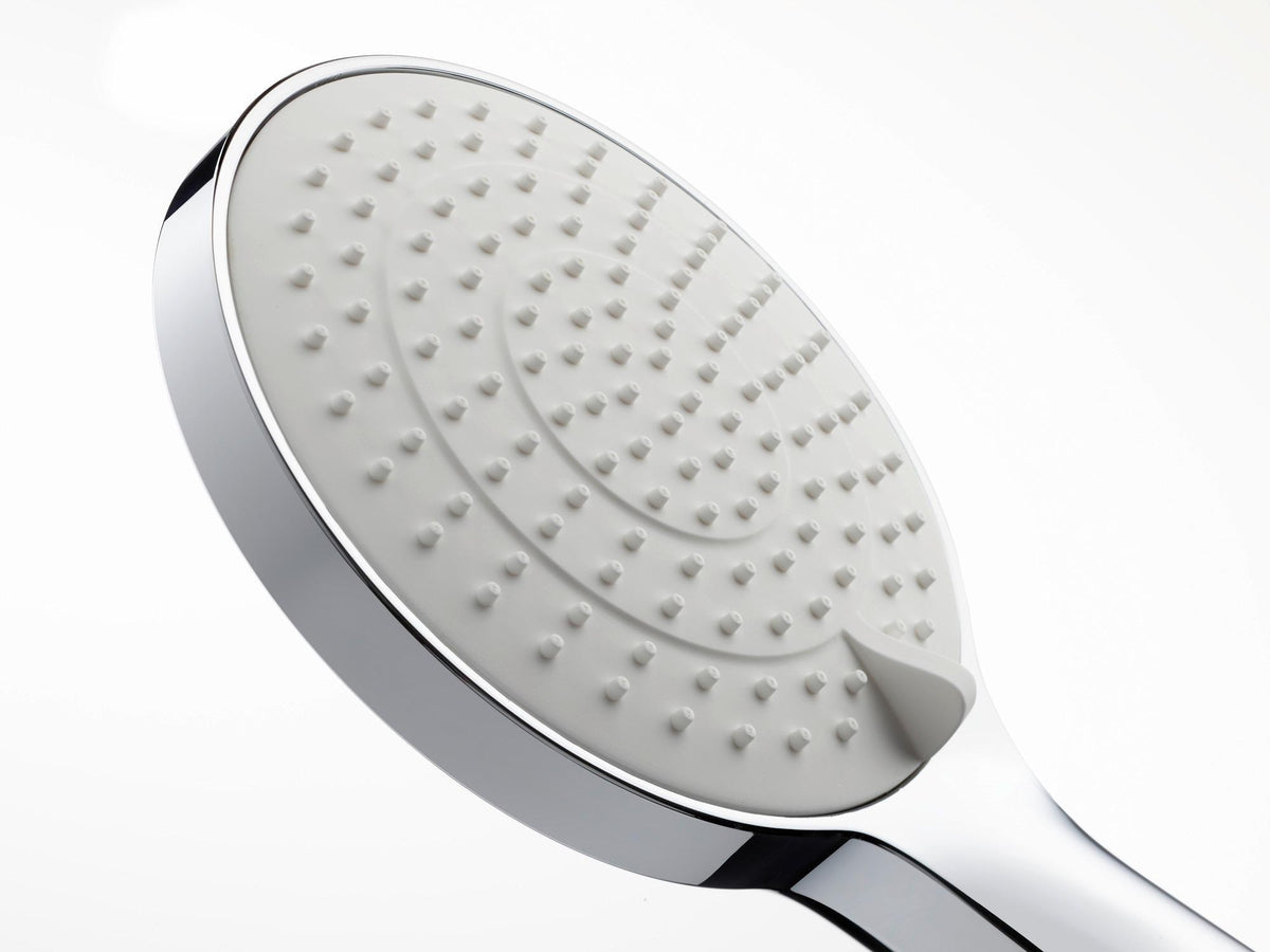Duravit Handbrause 3-Jet D110 – Soft Rain, Rain & Intense Rain, Chrom Weiß, 110 mm, Antikalk