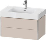 DURAVIT XSquare Waschtischunterbau 784 mm Taupe mit 2 Schubkästen und Tip-on Technik
