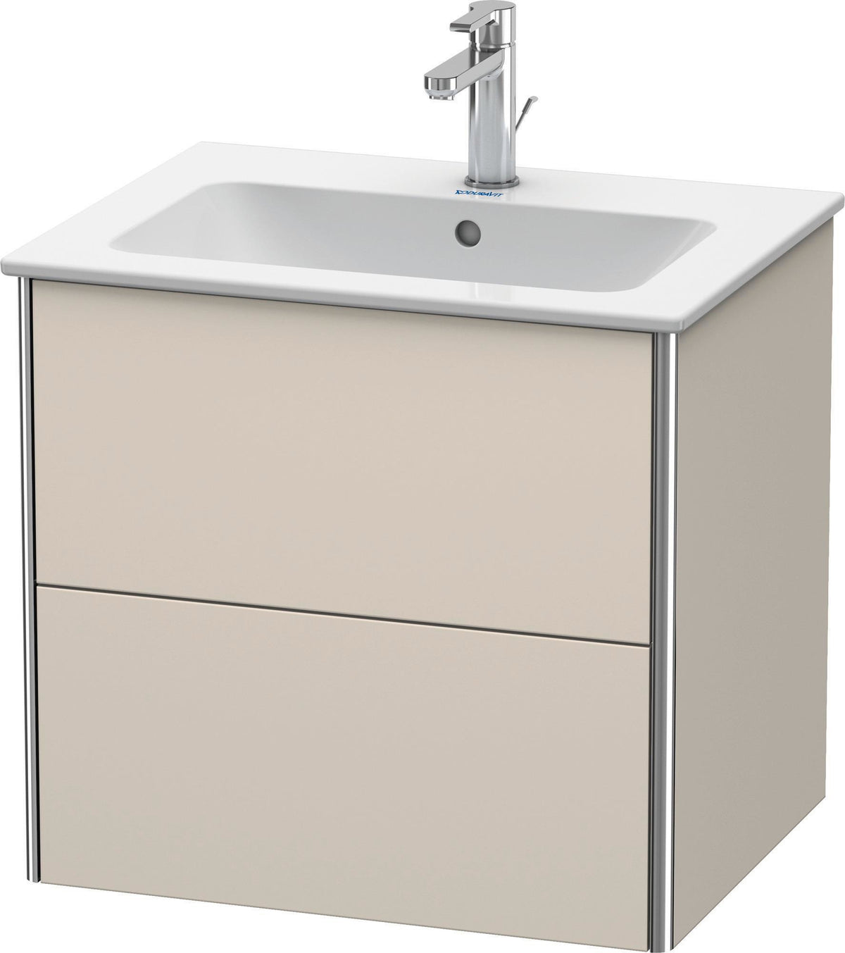 Duravit XSquare Waschtischunterbau 610 mm, 2 Schubkästen, Basalt Matt, wandhängend, Tip-On