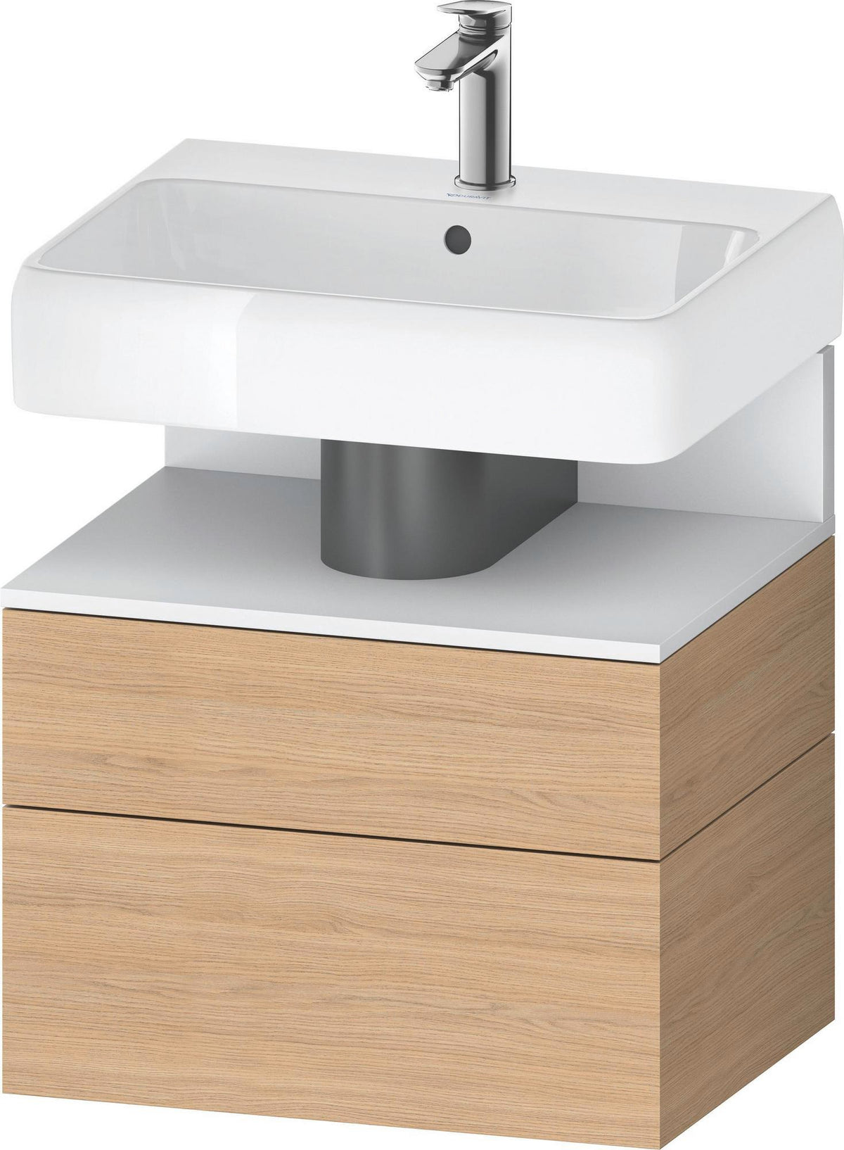 DURAVIT Qatego Waschtischunterbau 590 mm wandhängend, 1 Auszug, weiß Hochglanz, Nische Eiche Schwarz