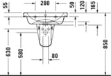 DURAVIT D-Code Waschtisch 600x480mm weiß mit HygieneGlaze, 1 Hahnloch & Überlauf – wandhängend