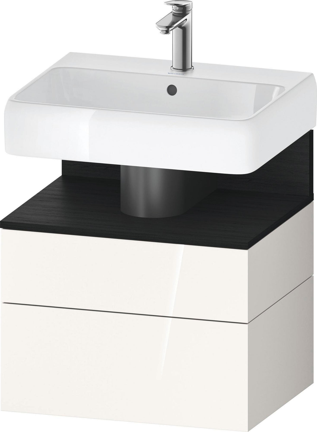 DURAVIT Qatego Waschtischunterbau 590 mm wandhängend, 1 Auszug, weiß Hochglanz, Nische Eiche Schwarz