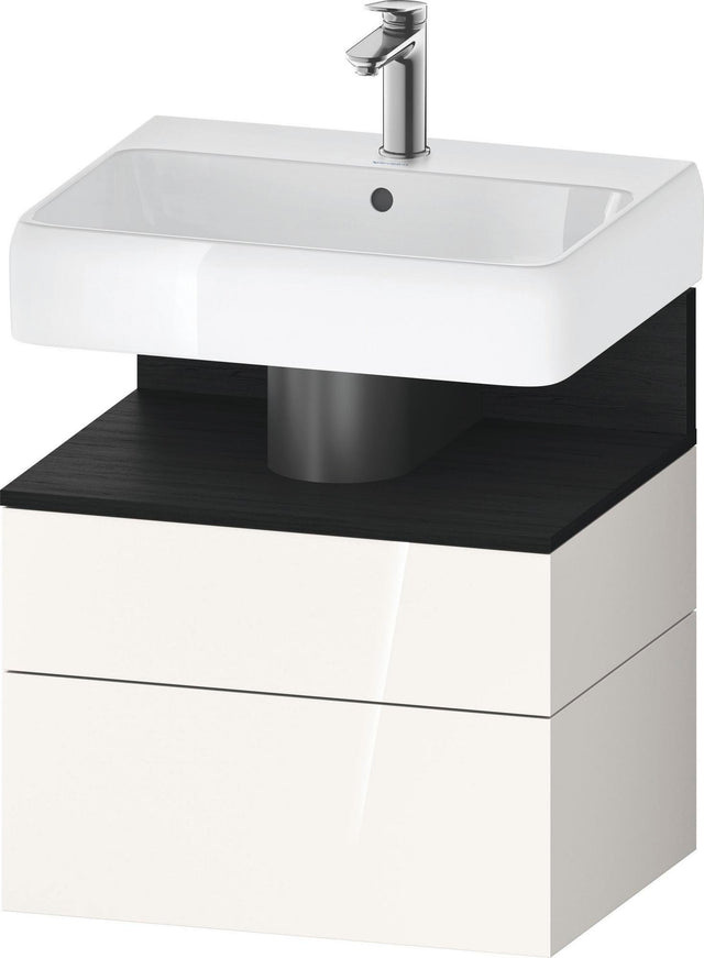 DURAVIT Qatego Waschtischunterbau 590 mm wandhängend, 1 Auszug, weiß Hochglanz, Nische Eiche Schwarz