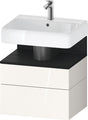 DURAVIT Qatego Waschtischunterbau 590 mm wandhängend, 1 Auszug, weiß Hochglanz, Nische Eiche Schwarz