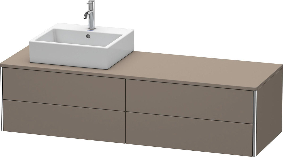 Duravit XSquare Waschtischunterbau 1600 mm, betongrau matt, 4 Schubkästen, wandhängend, Becken links