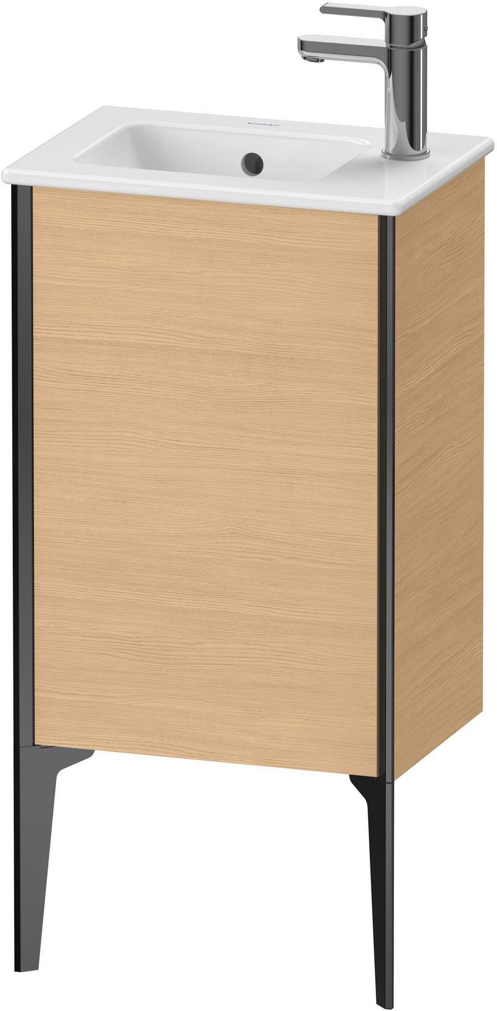 DURAVIT XViu Waschtischunterbau bodenstehend 594 mm, 1 Tür links, Schwarz Matt/Eiche Natur