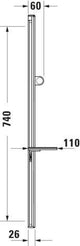 DURAVIT Brausestange mit Ablage 800 mm, Schwarz Matt – Höhenverstellbar & Verdeckte Befestigung