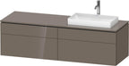 flannel grey hochglanz / Mitteldichte Faserplatte (MDF) / 2 Schubkästen, 2 Auszüge