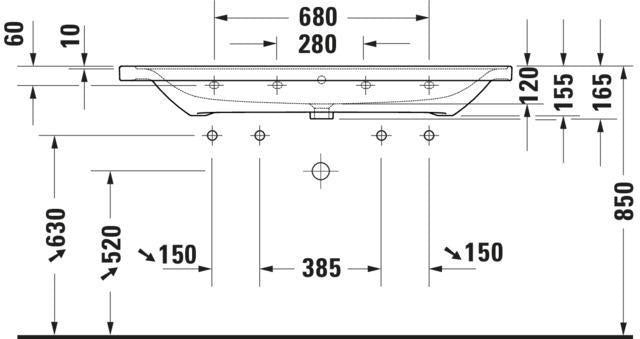 DURAVIT D-Neo Waschtisch 1205 mm, weiß mit Überlauf und Hahnlochbank