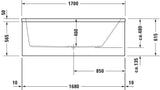 DURAVIT Vero Einbau-Badewanne 1700 x 750 mm, rechteckig, weiß, 1 Rückenschräge rechts