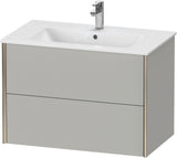Duravit XViu Waschtischunterbau wandhängend 810 mm, 2 Schubkästen, champagner matt/weiß matt – ohne Griff, mit Tip-On-Technik