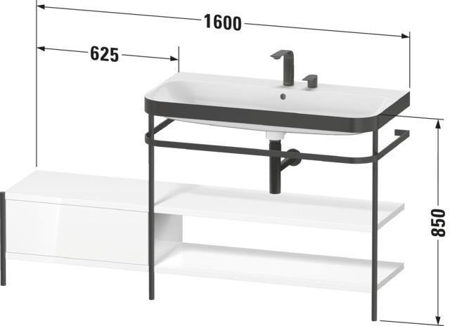 Duravit Happy D.2 Plus Waschtischunterbau 1600 mm mit Metallkonsole & Möbelwaschtisch supermatt