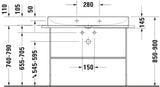 DURAVIT DuraSquare Waschtisch 1000 mm, 1 Hahnloch mittig, ohne Überlauf, weiß