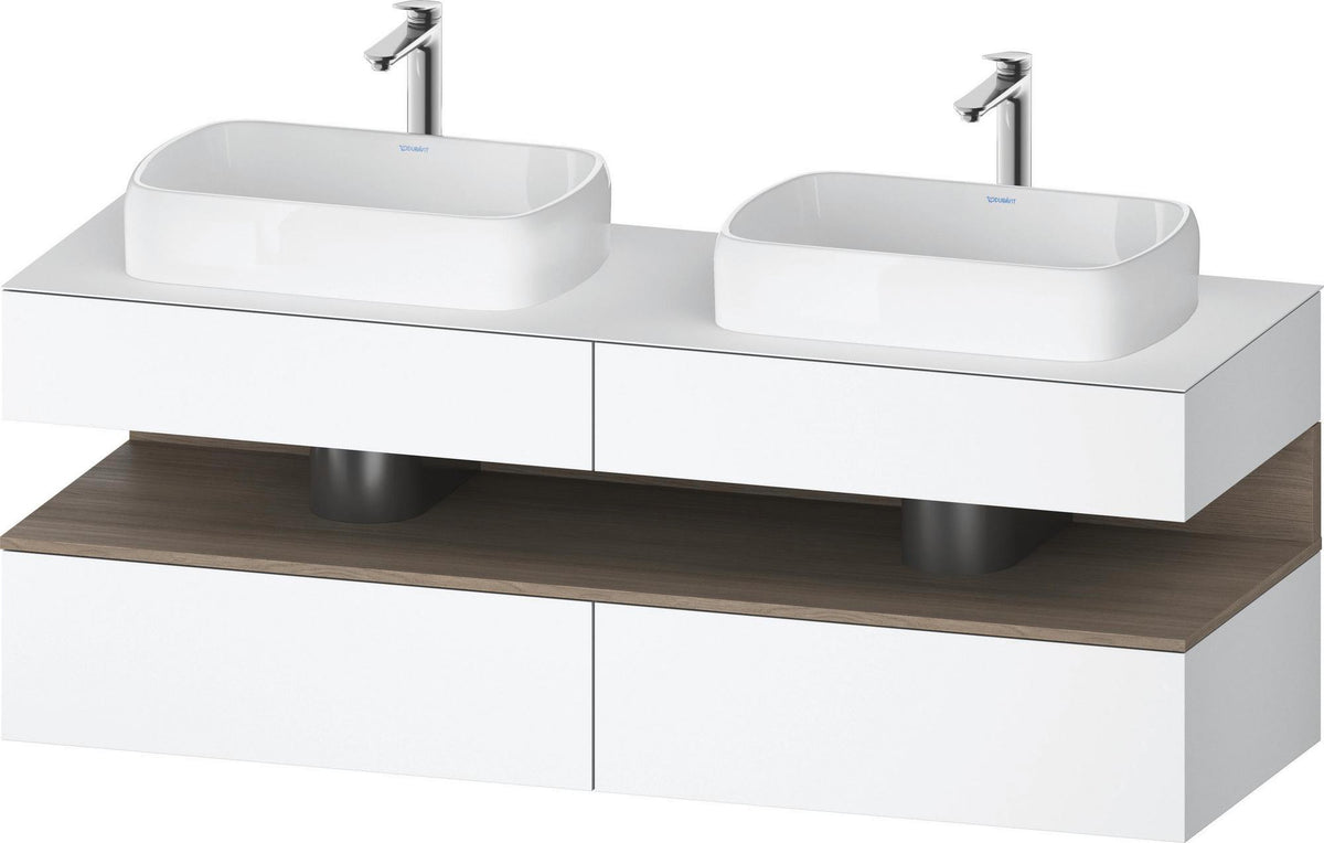 DURAVIT Qatego Konsolenwaschtischunterbau 1600 mm Basalt Matt mit 2 Auszügen und Tip-On-Technik