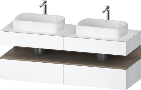 DURAVIT Qatego Konsolenwaschtischunterbau 1600 mm Basalt Matt mit 2 Auszügen und Tip-On-Technik