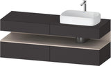 Duravit Qatego Konsolenwaschtischunterbau 1600 mm Weiß Hochglanz mit Eiche Schwarz Nische