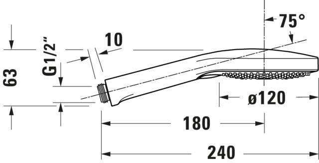 DURAVIT Handbrause MinusFlow 3-Jet D120 Rain/Pulse/Mono, Schwarz Matt – 120 mm Duschkopf mit Antikalk