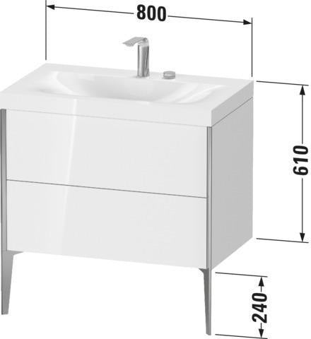 DURAVIT XViu c-bonded Waschtischset 800 mm bodenstehend mit 2 Auszügen und Tip-on Technik