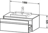 Duravit Ketho Waschtischunterbau wandhängend 1000 mm Eiche Terra mit Auszug und Soft-Close