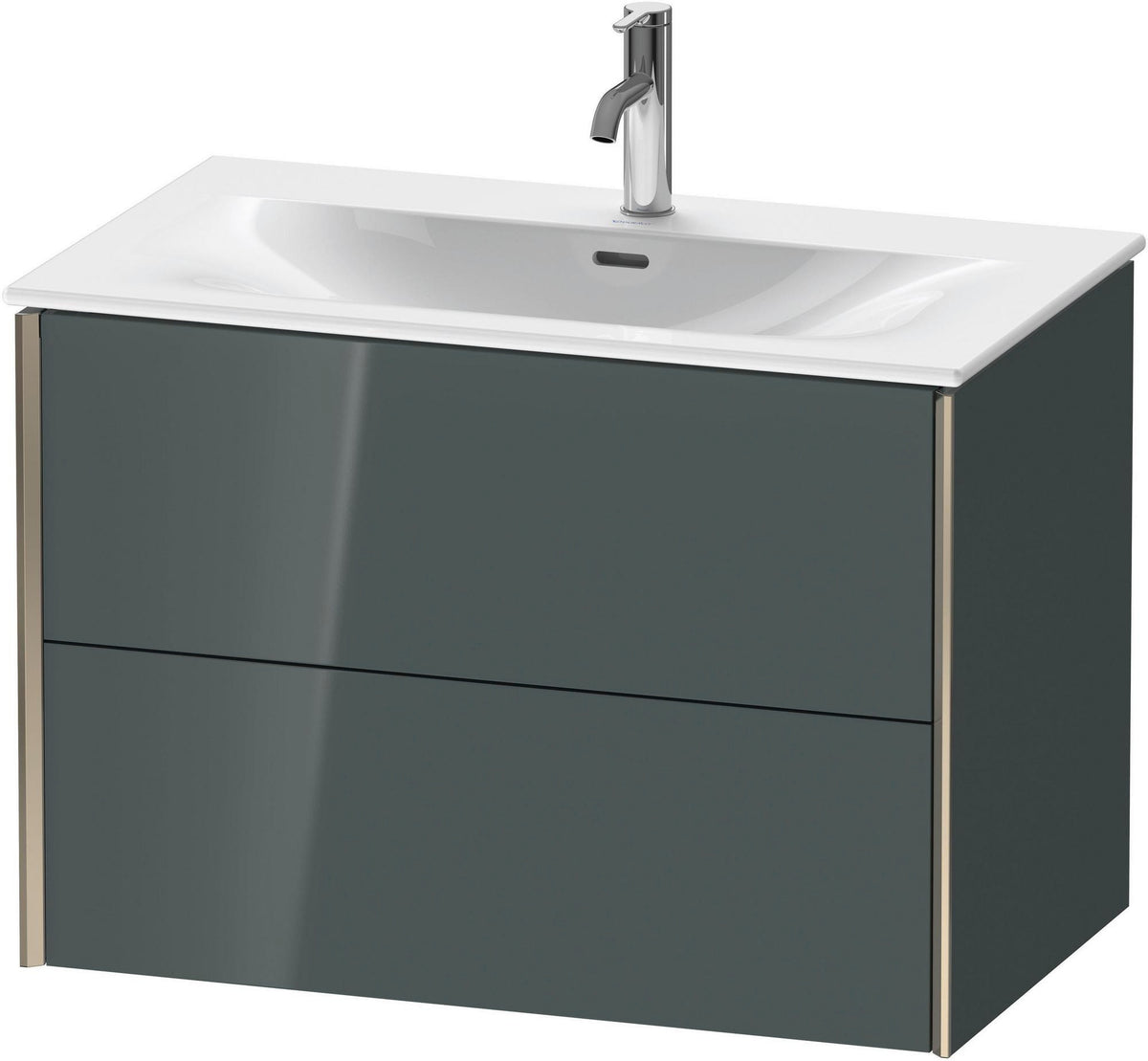 DURAVIT XViu Waschtischunterbau wandhängend 810 mm, 2 Schubladen, dolomiti grey hochglanz – mit Tip-On-Technik