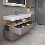Duravit Qatego Waschtischunterbau 1190 mm – Weiß Matt mit Eiche Schwarz Nische, 1 Auszug, LED