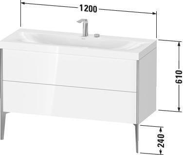 DURAVIT XViu c-bonded Waschtischunterbauset 1200 mm mit 2 Auszügen, champagner matt / amerikanischer Nussbaum