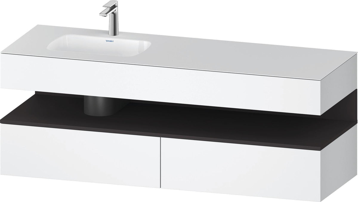 DURAVIT Qatego Studio F. A. Porsche Einbauwaschtisch mit Konsolenwaschtischunterbau 1600 mm Weiß Matt