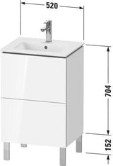 Duravit L-Cube Waschtischunterbau bodenstehend, 2 Auszüge, Weiß Matt, 520 mm