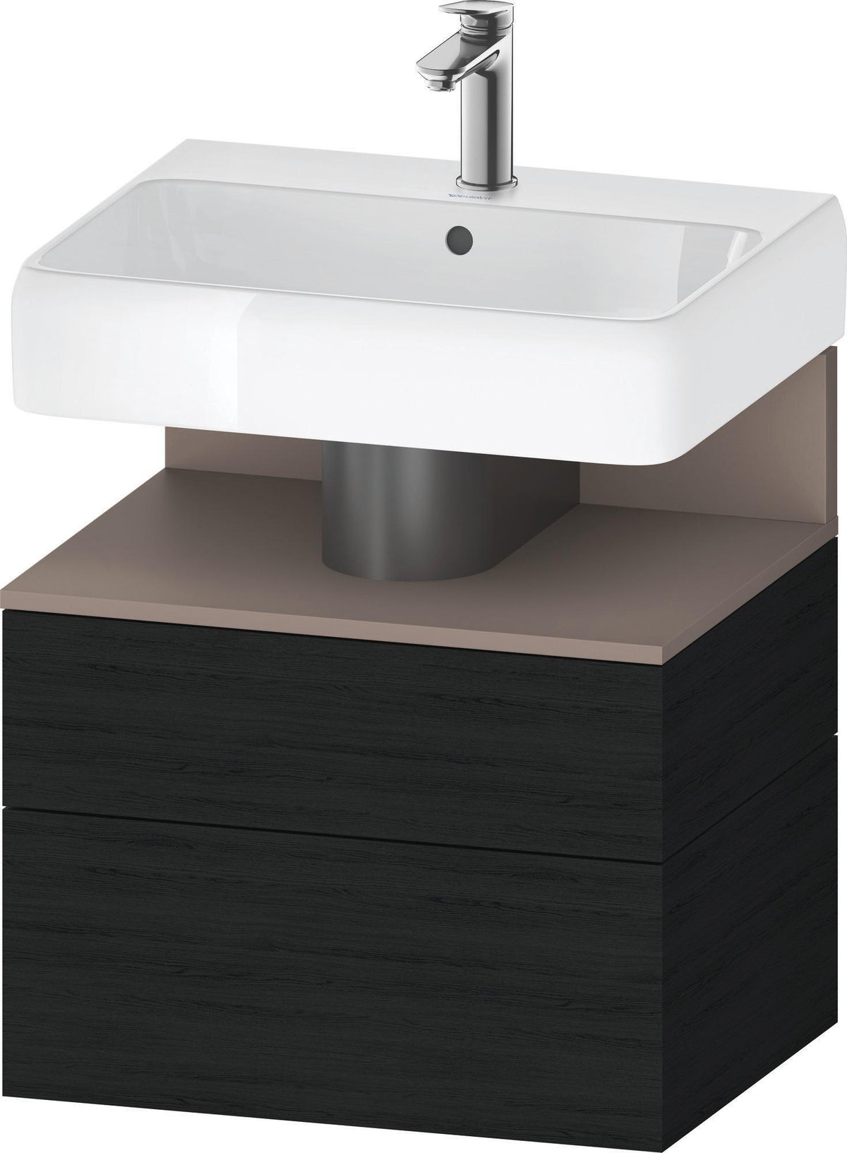DURAVIT Qatego Waschtischunterbau 590 mm wandhängend, 1 Auszug, weiß Hochglanz, Nische Eiche Schwarz
